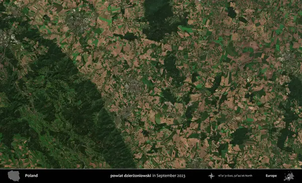 powiat dzierzoniowski. Eylül 2023 'te Copernicus Sentinel karolarından oluşan uydu görüntüsü üzerine Polonya' nın idari bölgesi