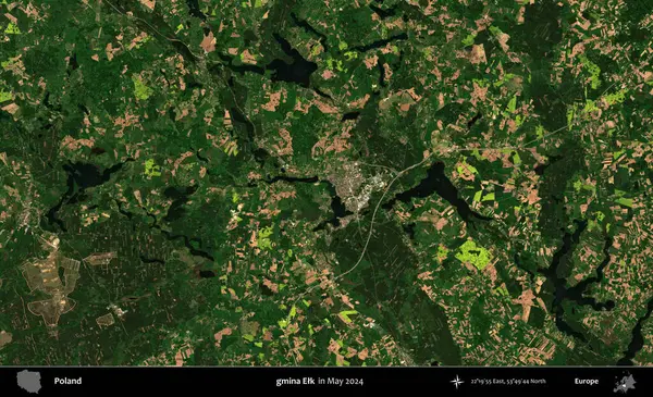 Gmina Geyiği. Mayıs 2024 'te Copernicus Sentinel karolarından oluşan uydu görüntüsü üzerine Polonya' nın idari bölgesi