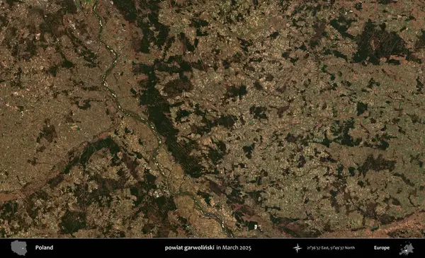 powiat garwolinski. Copernicus Sentinel 'in Mart 2025' te çekilmiş uydu görüntüsü üzerine Polonya 'nın idari bölgesi