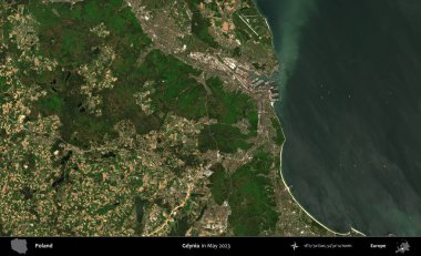 Gdynia. Copernicus Sentinel 'in Mayıs 2023' te çekilmiş uydu görüntüsü üzerine Polonya 'nın idari bölgesi.
