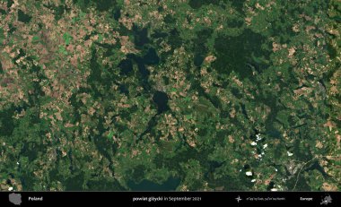 powiat gizycki. Copernicus Sentinel 'in Eylül 2021' de çekilen uydu görüntüsü üzerine Polonya 'nın idari bölgesi