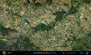 powiat golubsko-dobrzynski. Mayıs 2016 'da çekilen Kopernik Nöbetçi karolarından oluşan uydu görüntüsünde Polonya' nın idari bölgesinin ana hatları belirlendi