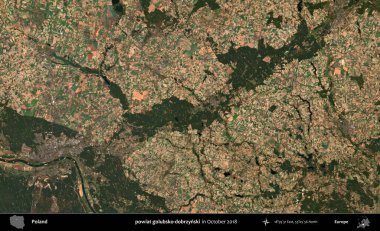 powiat golubsko-dobrzynski. Polonya 'nın idari bölgesi, Ekim 2018' de çekilen Kopernik Sentinel karolarından oluşan bir uydu görüntüsü üzerine kurulmuştur.