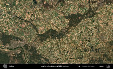 powiat golubsko-dobrzynski. Nisan 2019 'da çekilen Kopernik Sentinel karolarından oluşan bir uydu görüntüsü üzerine Polonya' nın idari bölgesi