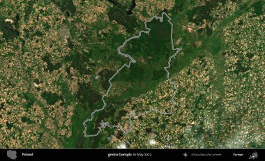 gmina Goniadz. Polonya 'nın idari bölgesini Mayıs 2023' te çekilen Kopernik Nöbetçi karolarından oluşan bir uydu görüntüsüne göre özetledik.