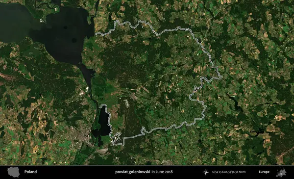 powiat goleniowski. Polonya 'nın idari bölgesini Haziran 2018' de çekilen Kopernik Nöbetçi karolarından oluşan bir uydu görüntüsüne göre özetledik.