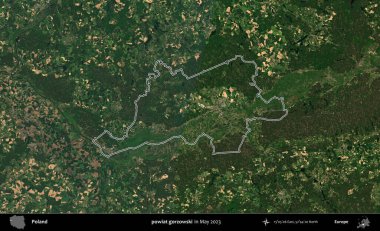 powiat gorzowski. Polonya 'nın idari bölgesini Mayıs 2023' te çekilen Kopernik Nöbetçi karolarından oluşan bir uydu görüntüsüne göre özetledik.