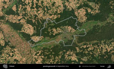 powiat gorzowski. Eylül 2024 'te çekilen Kopernik Nöbetçi karolarından oluşan bir uydu görüntüsünde Polonya' nın idari bölgesinin ana hatları belirlendi