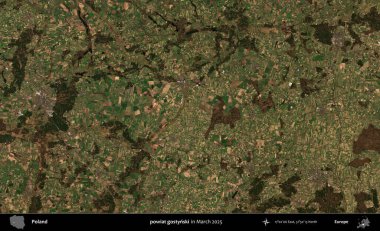 powiat gostynski. Copernicus Sentinel 'in Mart 2025' te çekilmiş uydu görüntüsü üzerine Polonya 'nın idari bölgesi