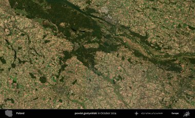 powiat gostyninski. Polonya 'nın idari bölgesi, Kopernik Sentinel' in Ekim 2024 'te çekilmiş uydu görüntüsü üzerine kurulmuştur.