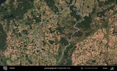 powiat grajewski. Eylül 2024 'te çekilen Kopernik Nöbetçi karolarından oluşan bir uydu görüntüsünde Polonya' nın idari bölgesinin ana hatları belirlendi