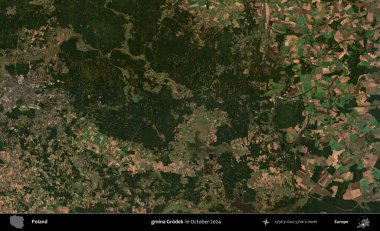 gmina Grodek. Polonya 'nın idari bölgesi, Kopernik Sentinel' in Ekim 2024 'te çekilmiş uydu görüntüsü üzerine kurulmuştur.