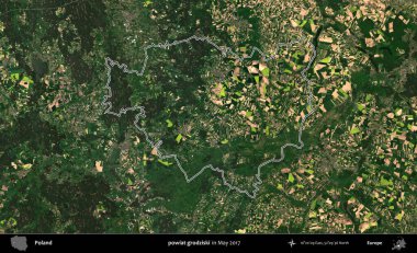 powiat grodziski. Mayıs 2017 'de çekilen Kopernik Nöbetçi karolarından oluşan bir uydu görüntüsü üzerine Polonya' nın idari bölgesinin ana hatlarını belirledik.