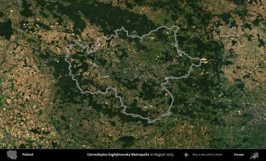 Gornoslasko-Zaglebiowska Metropoliası. Polonya 'nın idari bölgesini Ağustos 2023' te çekilen Kopernik Nöbetçi karolarından oluşan bir uydu görüntüsü ile özetledik.