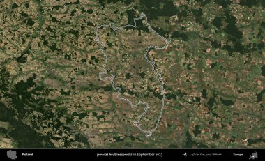 powiat hrubieszowski. Eylül 2023 'te çekilen Copernicus Sentinel karolarından oluşan bir uydu görüntüsü üzerine Polonya' nın idari bölgesinin ana hatlarını belirledik.