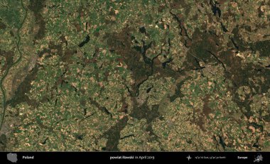 powiat ilawski. Nisan 2019 'da çekilen Kopernik Sentinel karolarından oluşan bir uydu görüntüsü üzerine Polonya' nın idari bölgesi