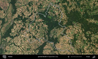 powiat ilawski. Eylül 2024 'te çekilen Kopernik Nöbetçi karolarından oluşan bir uydu görüntüsünde Polonya' nın idari bölgesinin ana hatları belirlendi