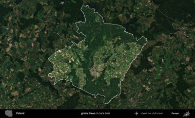 gmina Ilawa. Polonya 'nın idari alanı, Haziran 2021' de çekilen Kopernik Nöbetçi karolarından oluşan koyu renkli bir uydu görüntüsüyle vurgulandı ve özetlendi