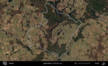 gmina Ilawa. Polonya 'nın idari bölgesinin ana hatlarını, Şubat 2022' de çekilen Kopernik Nöbetçi karolarından oluşan bir uydu görüntüsü oluşturdu.