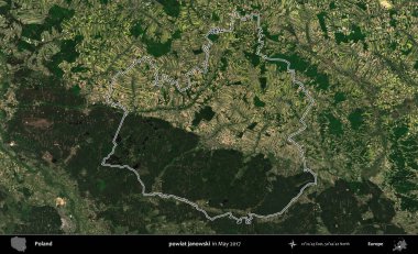 powiat janowski. Mayıs 2017 'de çekilen Kopernik Nöbetçi karolarından oluşan bir uydu görüntüsü üzerine Polonya' nın idari bölgesinin ana hatlarını belirledik.