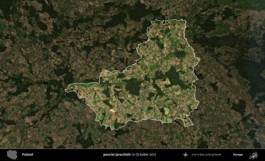 powiat jarocinski. Polonya 'nın idari alanı, Ekim 2017' de çekilen Kopernik Nöbetçi karolarından oluşan koyu renkli bir uydu görüntüsü üzerine vurgulandı ve özetlendi