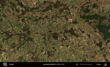 powiat jarocinski. Copernicus Sentinel 'in Mart 2025' te çekilmiş uydu görüntüsü üzerine Polonya 'nın idari bölgesi