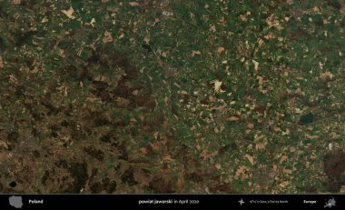 powiat jaworski. Nisan 2020 'de Copernicus Sentinel karolarından oluşan bir uydu görüntüsü üzerine Polonya' nın idari bölgesi