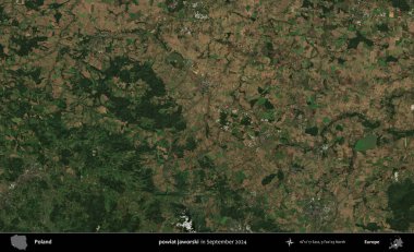 powiat jaworski. Eylül 2024 'te çekilen Kopernik Sentinel karolarından oluşan uydu görüntüsü üzerine Polonya' nın idari bölgesi