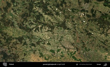 powiat jedrzejowski. Nisan 2018 'de çekilen Kopernik Sentinel karolarından oluşan bir uydu görüntüsü üzerine Polonya' nın idari bölgesi