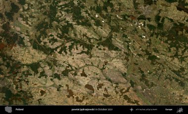 powiat jedrzejowski. Polonya 'nın idari bölgesi, Ekim 2021' de çekilen Kopernik Sentinel karolarından oluşan bir uydu görüntüsü üzerine kurulmuştur.