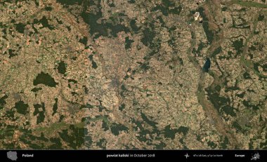 powiat kaliski. Polonya 'nın idari bölgesi, Ekim 2018' de çekilen Kopernik Sentinel karolarından oluşan bir uydu görüntüsü üzerine kurulmuştur.