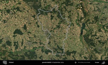 powiat kaliski. Eylül 2024 'te çekilen Kopernik Nöbetçi karolarından oluşan bir uydu görüntüsünde Polonya' nın idari bölgesinin ana hatları belirlendi