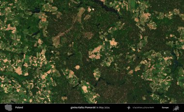 gmina Kalisz Pomorski. Mayıs 2024 'te Copernicus Sentinel karolarından oluşan uydu görüntüsü üzerine Polonya' nın idari bölgesi
