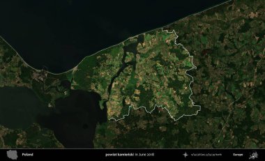 powiat kamienski. Polonya 'nın idari alanı, Haziran 2018' de çekilen Kopernik Nöbetçi karolarından oluşan koyu renkli bir uydu görüntüsüyle vurgulandı ve özetlendi