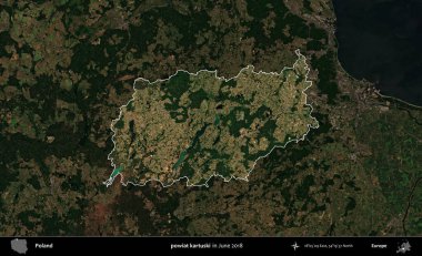 Powiat Karuski. Polonya 'nın idari alanı, Haziran 2018' de çekilen Kopernik Nöbetçi karolarından oluşan koyu renkli bir uydu görüntüsüyle vurgulandı ve özetlendi