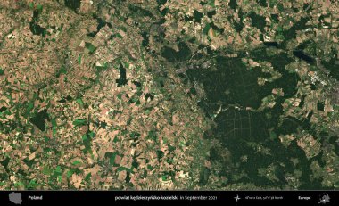 powiat kedzierzynsko-kozielski. Copernicus Sentinel 'in Eylül 2021' de çekilen uydu görüntüsü üzerine Polonya 'nın idari bölgesi