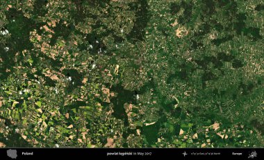 powiat kepinski. Copernicus Sentinel 'in Mayıs 2017' de çekilmiş uydu görüntüsü üzerine Polonya 'nın idari bölgesi.
