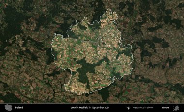 powiat kepinski. Polonya 'nın idari alanı, Eylül 2024' te çekilen Kopernik Nöbetçi karolarından oluşan koyu renkli bir uydu görüntüsü üzerine vurgulandı ve özetlendi