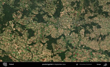 powiat kepinski. Eylül 2024 'te çekilen Kopernik Sentinel karolarından oluşan uydu görüntüsü üzerine Polonya' nın idari bölgesi