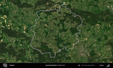 powiat klobucki. Mayıs 2017 'de çekilen Kopernik Nöbetçi karolarından oluşan bir uydu görüntüsü üzerine Polonya' nın idari bölgesinin ana hatlarını belirledik.