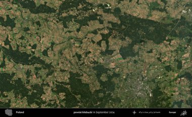 powiat klobucki. Eylül 2024 'te çekilen Kopernik Sentinel karolarından oluşan uydu görüntüsü üzerine Polonya' nın idari bölgesi
