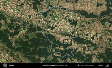 powiat kluczborski. Eylül 2021 'de çekilen Copernicus Sentinel karolarından oluşan bir uydu görüntüsü üzerine Polonya' nın idari bölgesinin ana hatlarını belirledik.