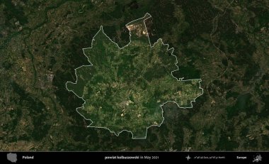 powiat kolbuszowski. Polonya 'nın idari alanı, Mayıs 2021' de çekilen Kopernik Nöbetçi karolarından oluşan koyu renkli bir uydu görüntüsüyle vurgulandı ve özetlendi