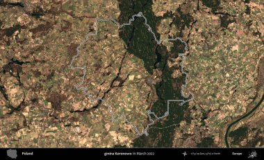 gmina Koronowo. Polonya 'nın idari bölgesini Mart 2022' de çekilen Kopernik Sentinel karolarından oluşan bir uydu görüntüsü ile özetledik.