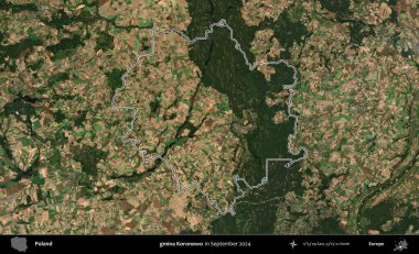 gmina Koronowo. Eylül 2024 'te çekilen Kopernik Nöbetçi karolarından oluşan bir uydu görüntüsünde Polonya' nın idari bölgesinin ana hatları belirlendi