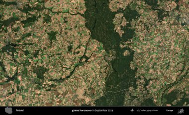 gmina Koronowo. Eylül 2024 'te çekilen Kopernik Sentinel karolarından oluşan uydu görüntüsü üzerine Polonya' nın idari bölgesi
