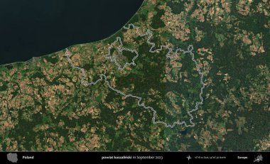 powiat koszalinski. Eylül 2023 'te çekilen Copernicus Sentinel karolarından oluşan bir uydu görüntüsü üzerine Polonya' nın idari bölgesinin ana hatlarını belirledik.