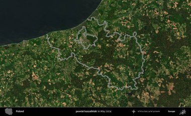 powiat koszalinski. Mayıs 2024 'te çekilen Kopernik Nöbetçi karolarından oluşan bir uydu görüntüsünde Polonya' nın idari bölgesinin ana hatları belirlendi