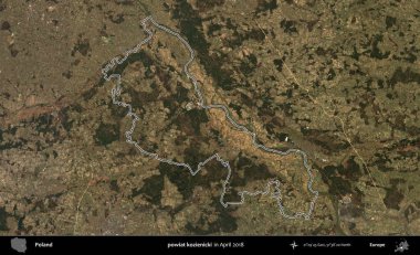 powiat kozienicki. Polonya 'nın idari bölgesini, Nisan 2018' de çekilen Kopernik Nöbetçi karolarından oluşan bir uydu görüntüsüne göre özetledik.