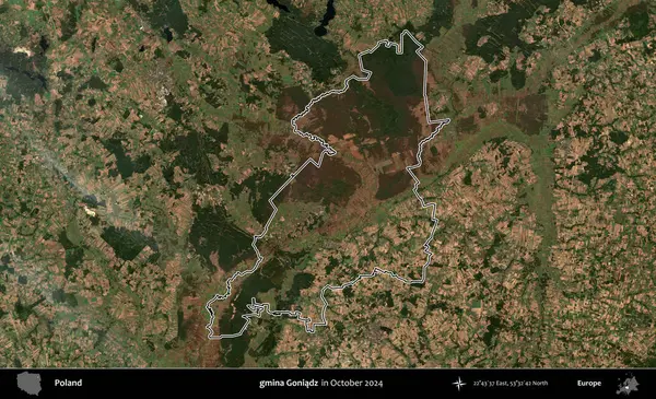 gmina Goniadz. Polonya 'nın idari bölgesini, Ekim 2024' te çekilen Kopernik Nöbetçi karolarından oluşan bir uydu görüntüsüne göre özetledik.